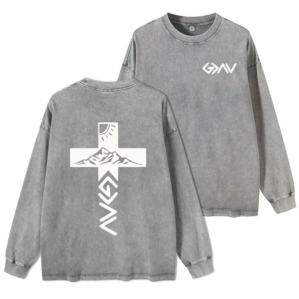 God Is Greater Than The Highs And Lows Christian Washed Long Sleeve  T-Shirt