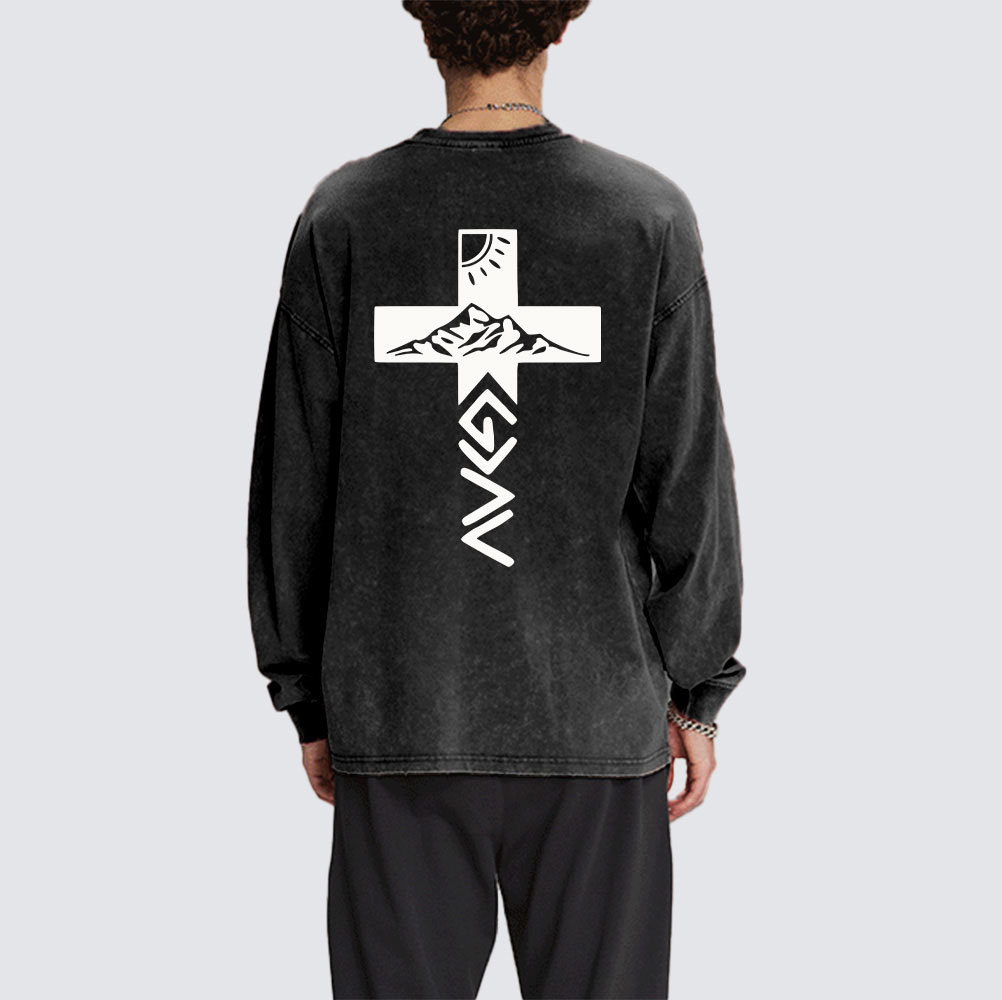 God Is Greater Than The Highs And Lows Christian Washed Long Sleeve  T-Shirt