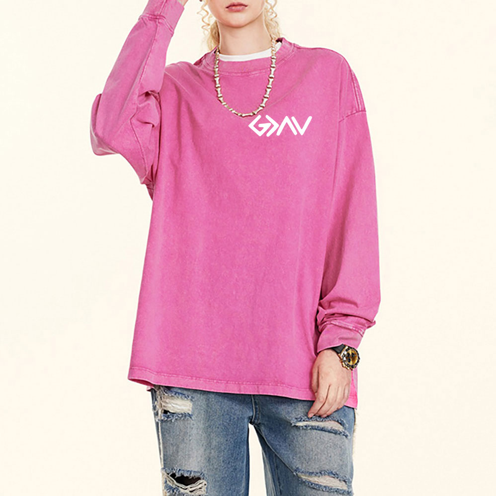God Is Greater Than The Highs And Lows Christian Washed Long Sleeve  T-Shirt