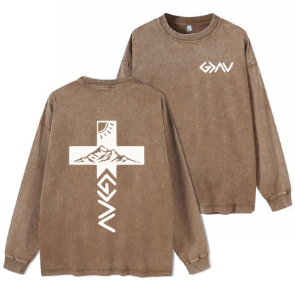 God Is Greater Than The Highs And Lows Christian Washed Long Sleeve  T-Shirt