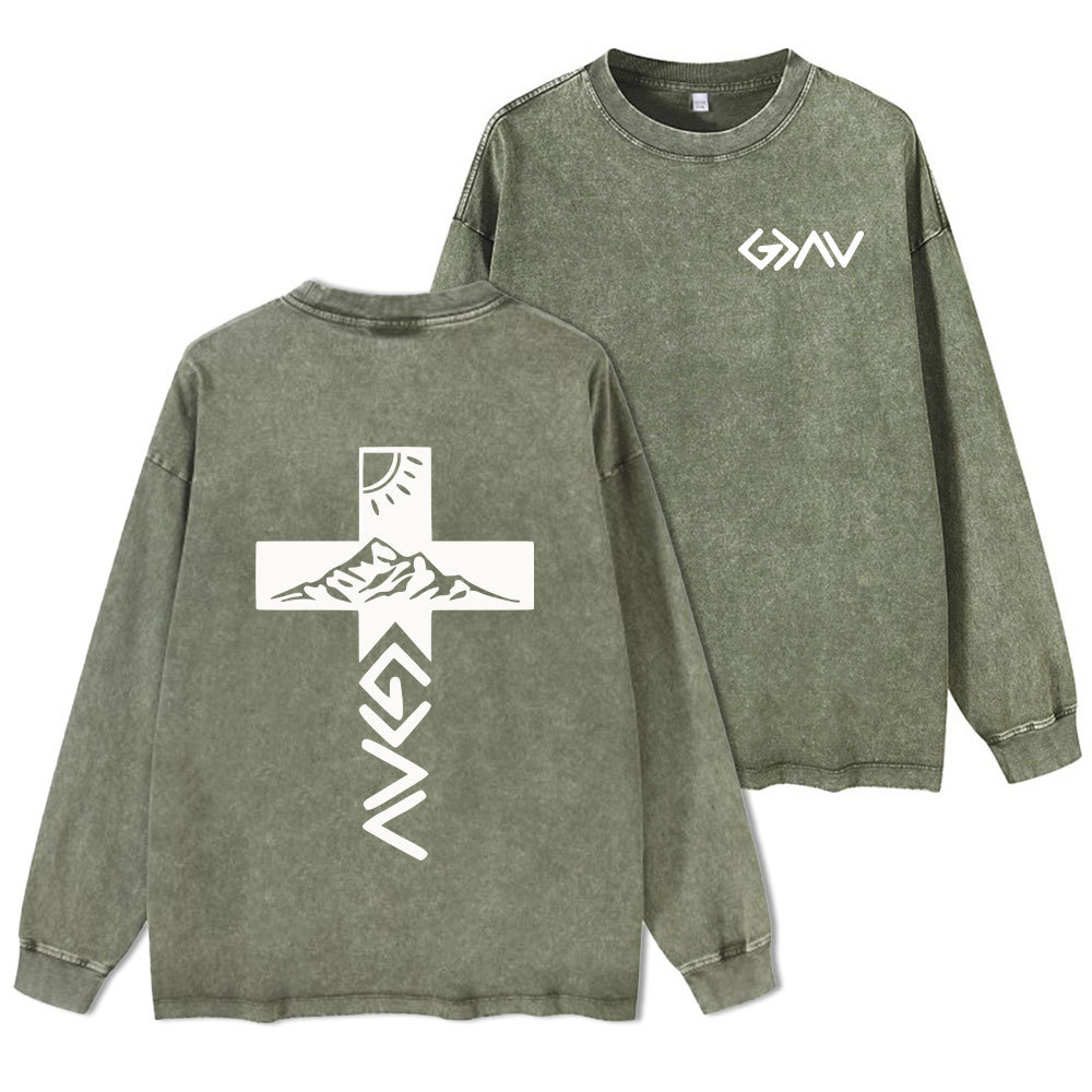 God Is Greater Than The Highs And Lows Christian Washed Long Sleeve  T-Shirt