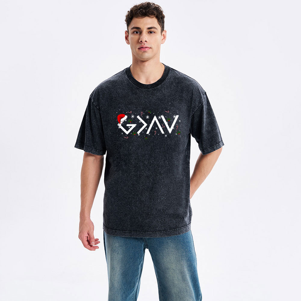 God Is Greater Than The Highs And Lows Christian Washed T-Shirt