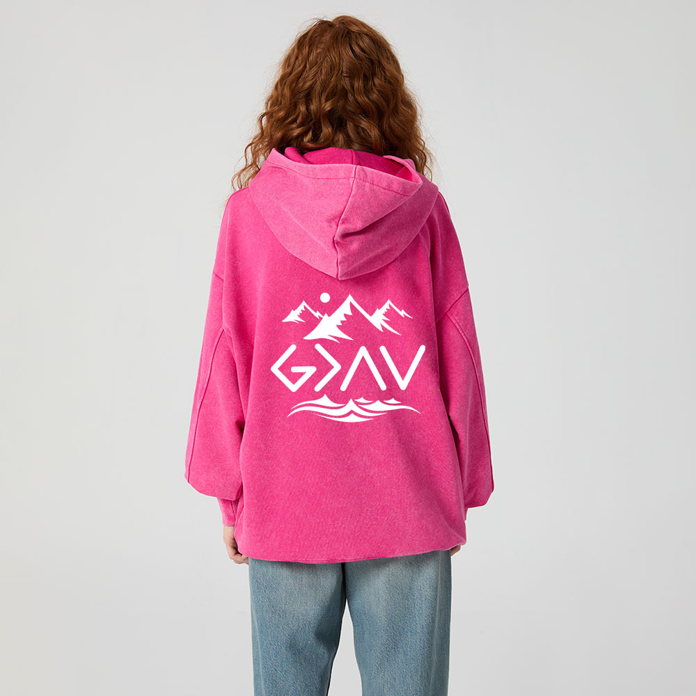God Is Greater Than The Highs And The Lows Christian Washed Hoodie
