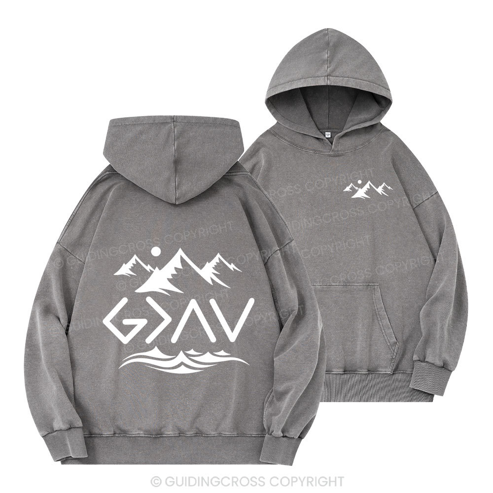 God Is Greater Than The Highs And The Lows Christian Washed Hoodie
