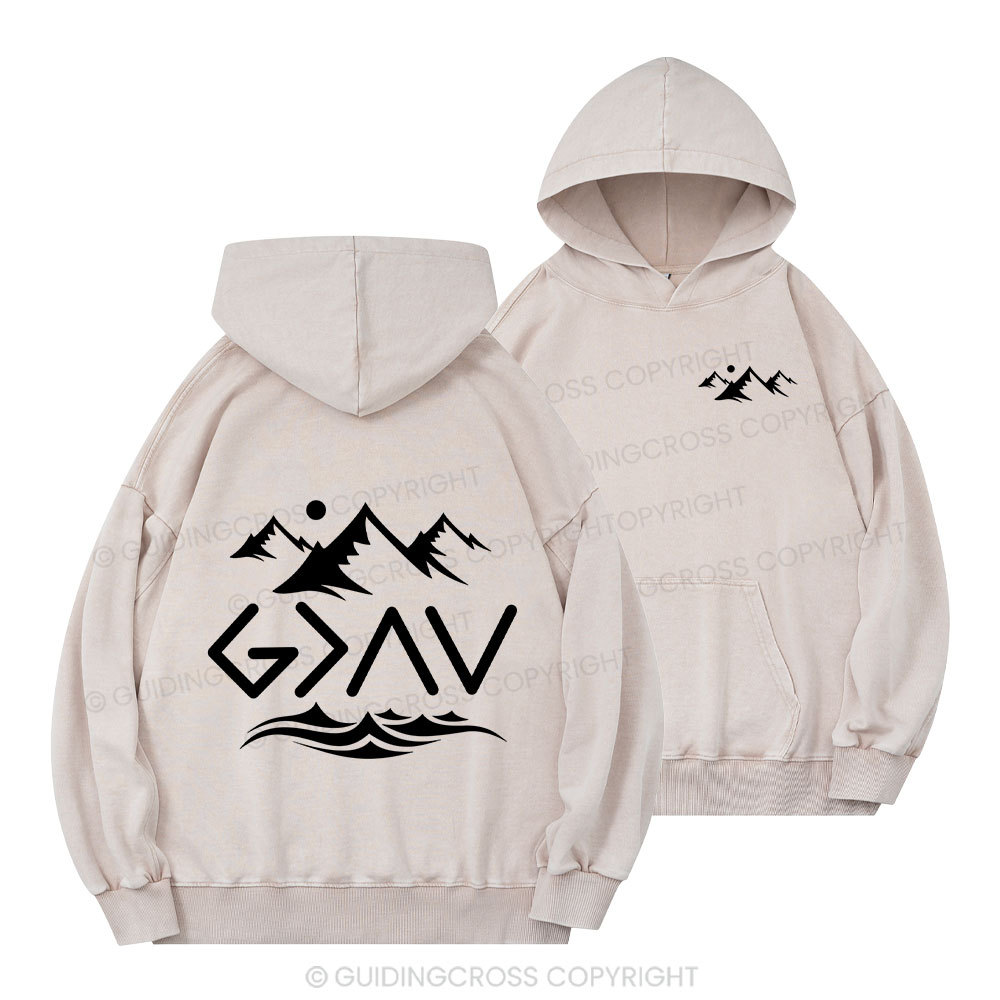 God Is Greater Than The Highs And The Lows Christian Washed Hoodie