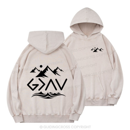 God Is Greater Than The Highs And The Lows Christian Washed Hoodie