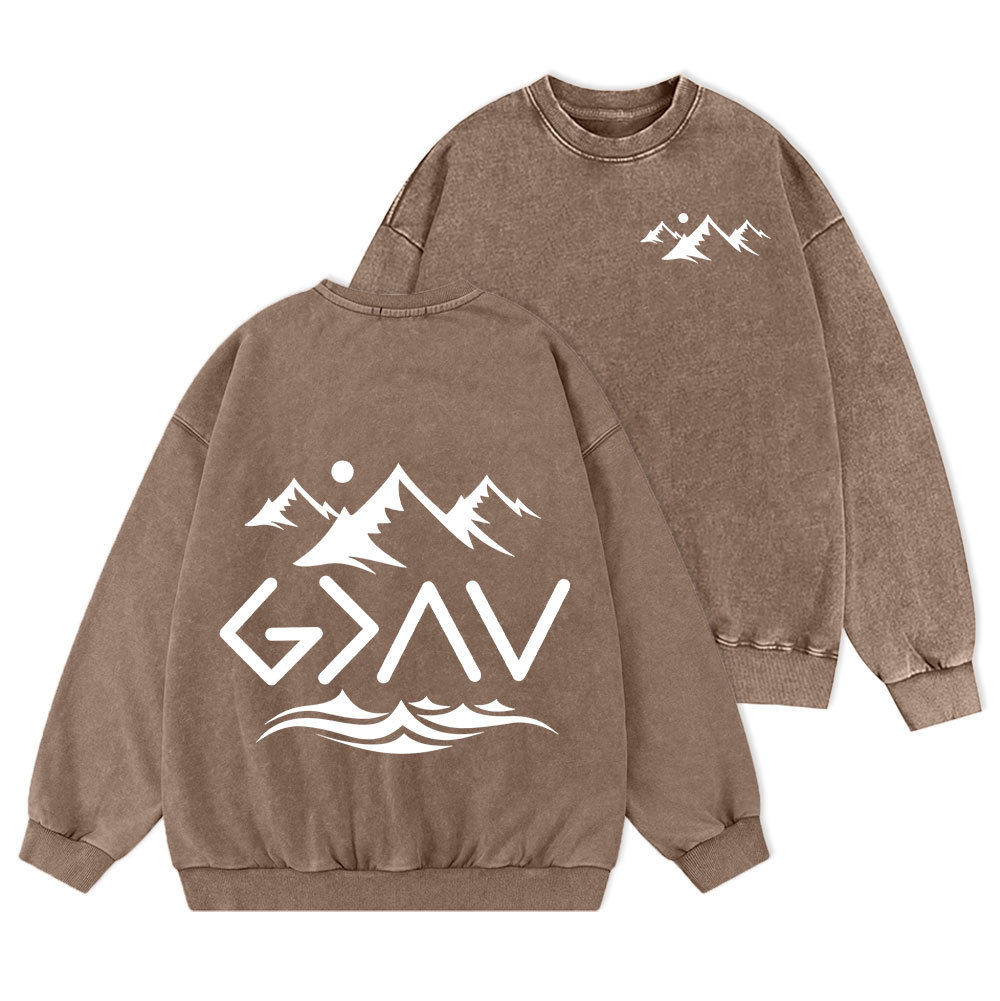 God Is Greater Than The Highs And The Lows Christian Washed Sweatshirt