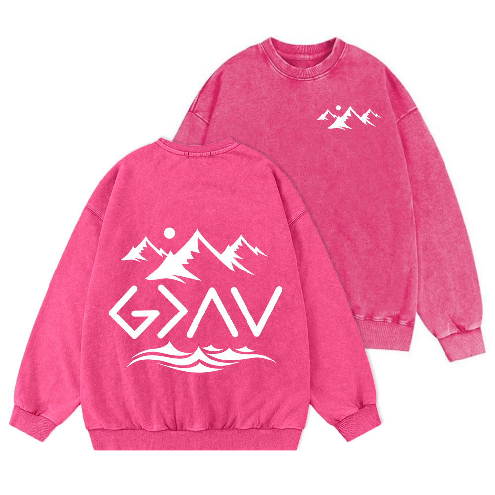 God Is Greater Than The Highs And The Lows Christian Washed Sweatshirt