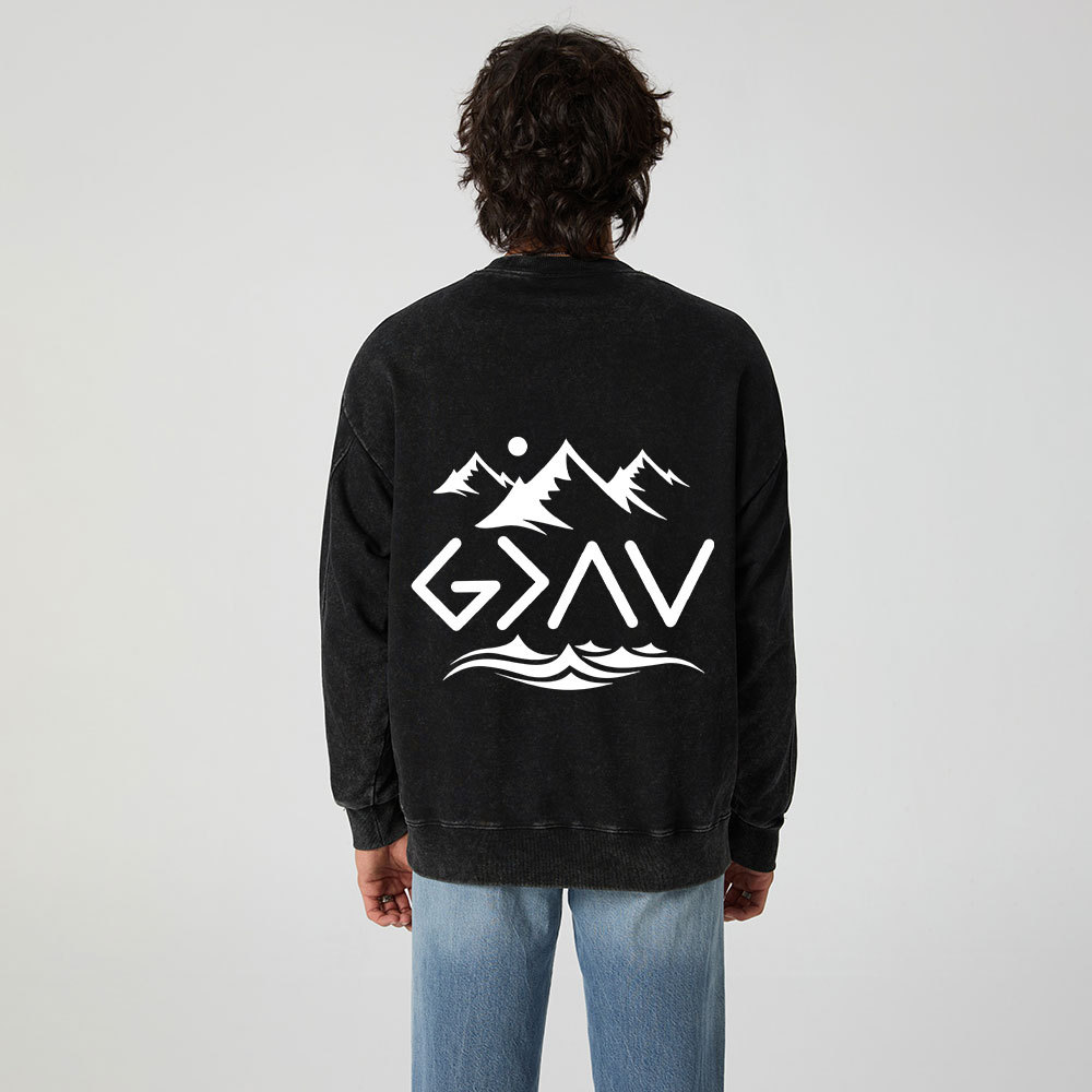 God Is Greater Than The Highs And The Lows Christian Washed Sweatshirt