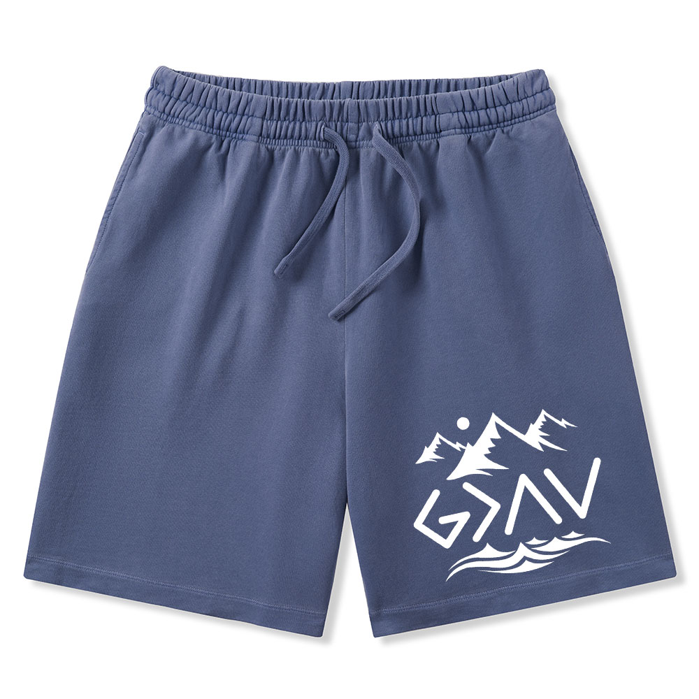 God Is Greater Than the Highs And Lows Christian Washed Shorts