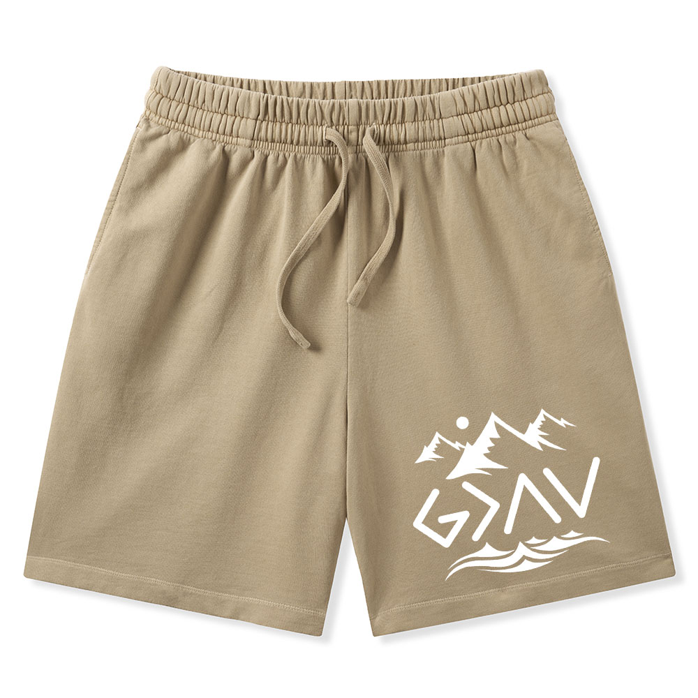 God Is Greater Than the Highs And Lows Christian Washed Shorts