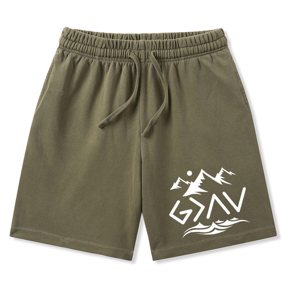 God Is Greater Than the Highs And Lows Christian Washed Shorts