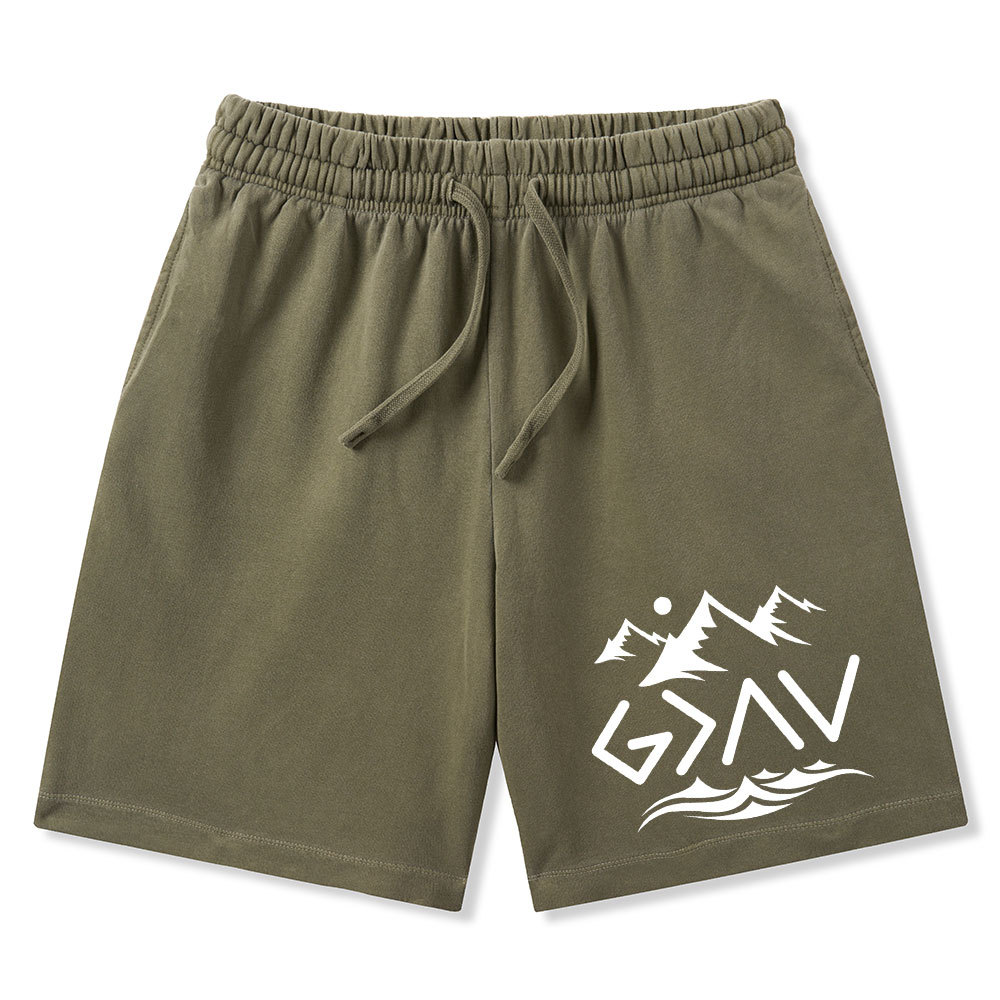 God Is Greater Than the Highs And Lows Christian Washed Shorts