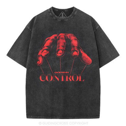 God Is In Control Christian Washed T-Shirt