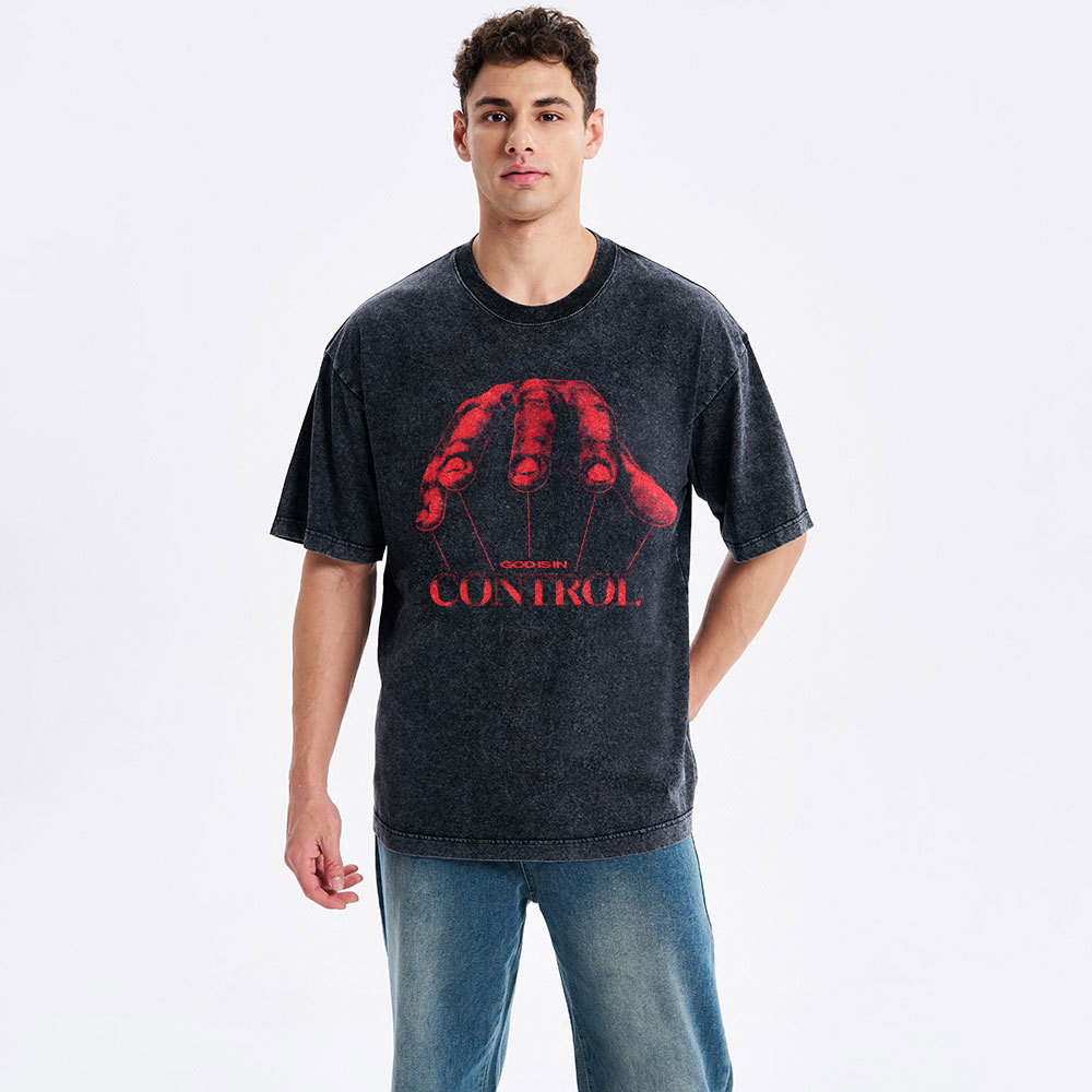 God Is In Control Christian Washed T-Shirt