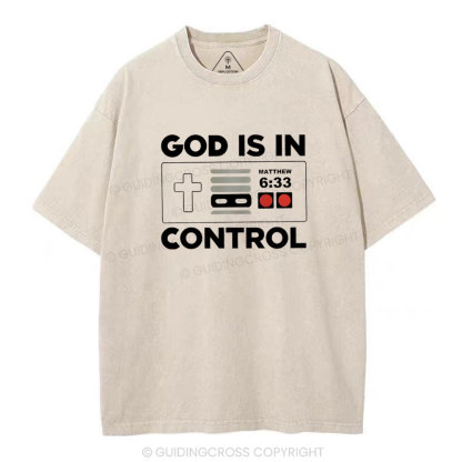 God Is In Control Christian Washed T-Shirt