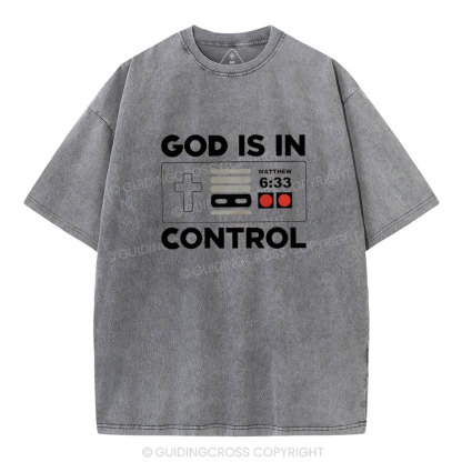 God Is In Control Christian Washed T-Shirt
