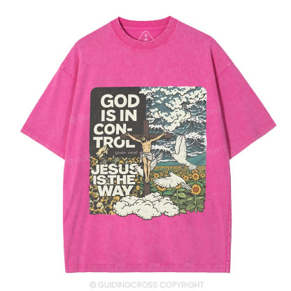 God Is In Control Christian Washed T-Shirt