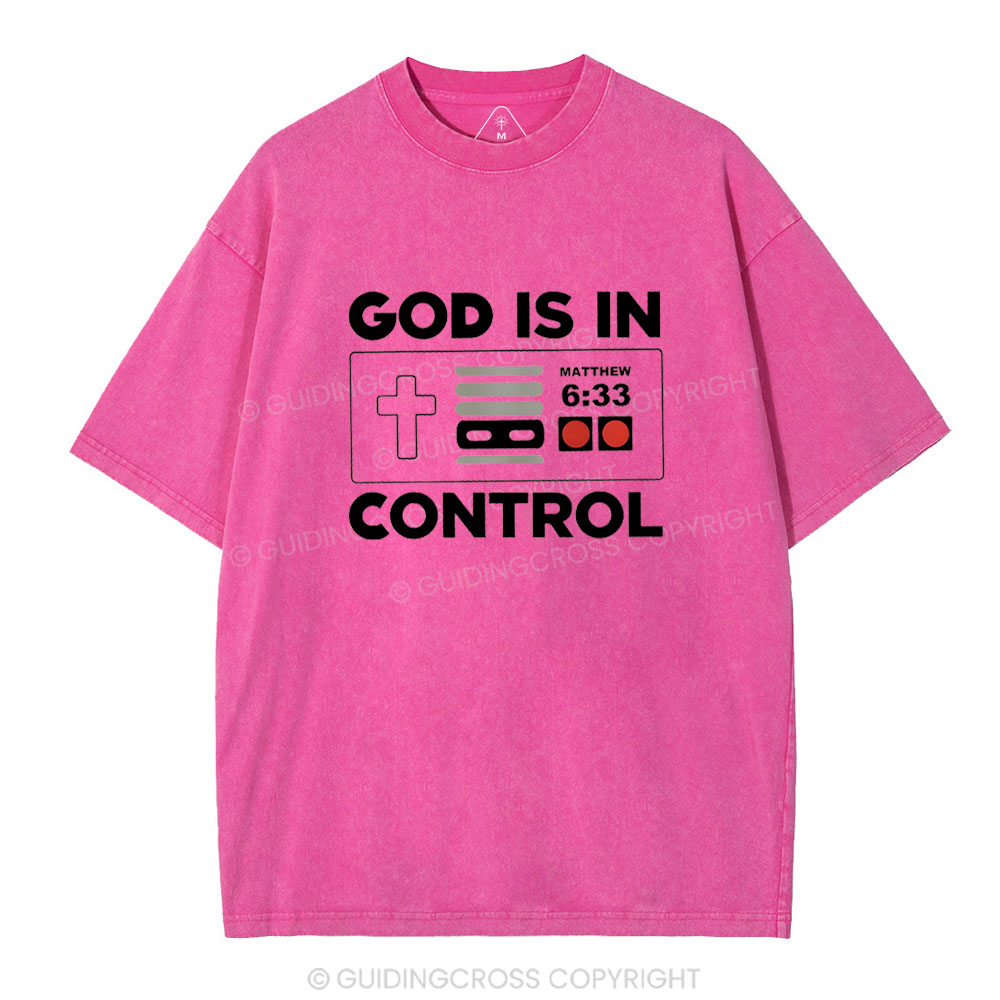 God Is In Control Christian Washed T-Shirt