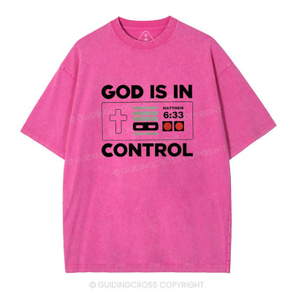 God Is In Control Christian Washed T-Shirt