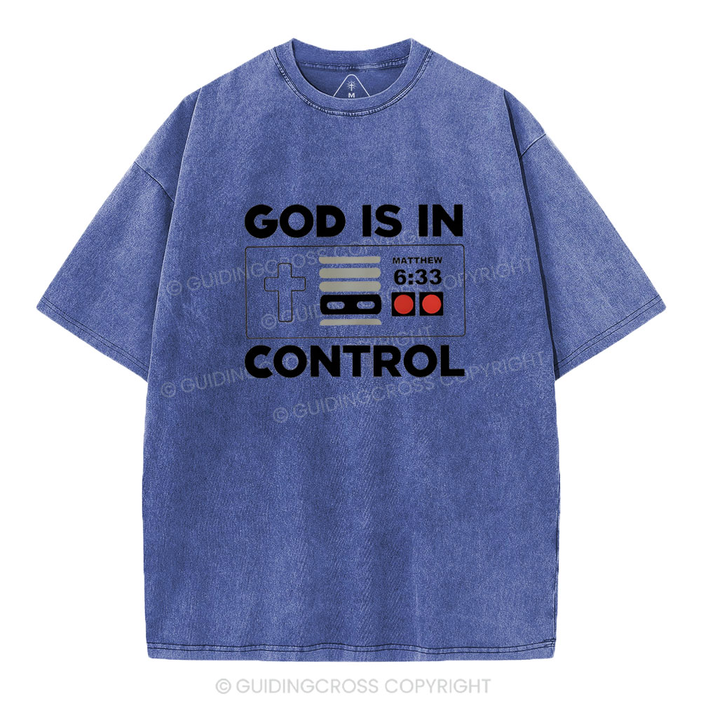 God Is In Control Christian Washed T-Shirt