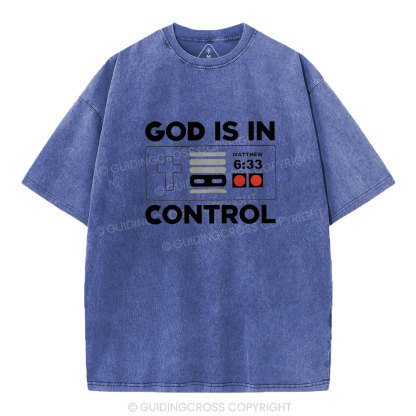 God Is In Control Christian Washed T-Shirt