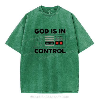 God Is In Control Christian Washed T-Shirt