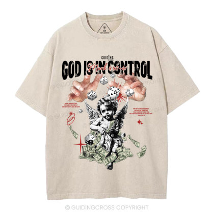 God Is In Control Christian Washed T-Shirt