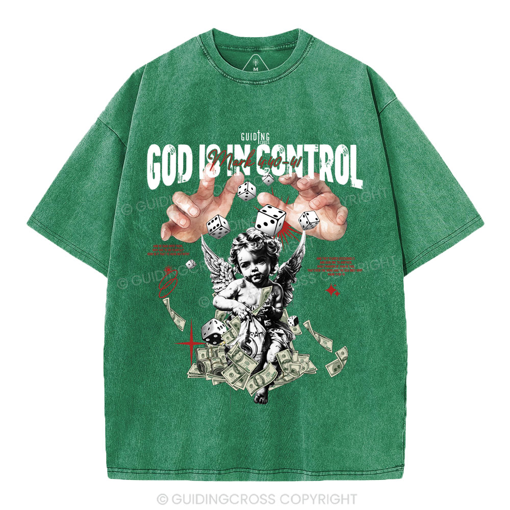 God Is In Control Christian Washed T-Shirt