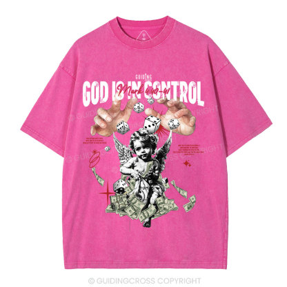 God Is In Control Christian Washed T-Shirt