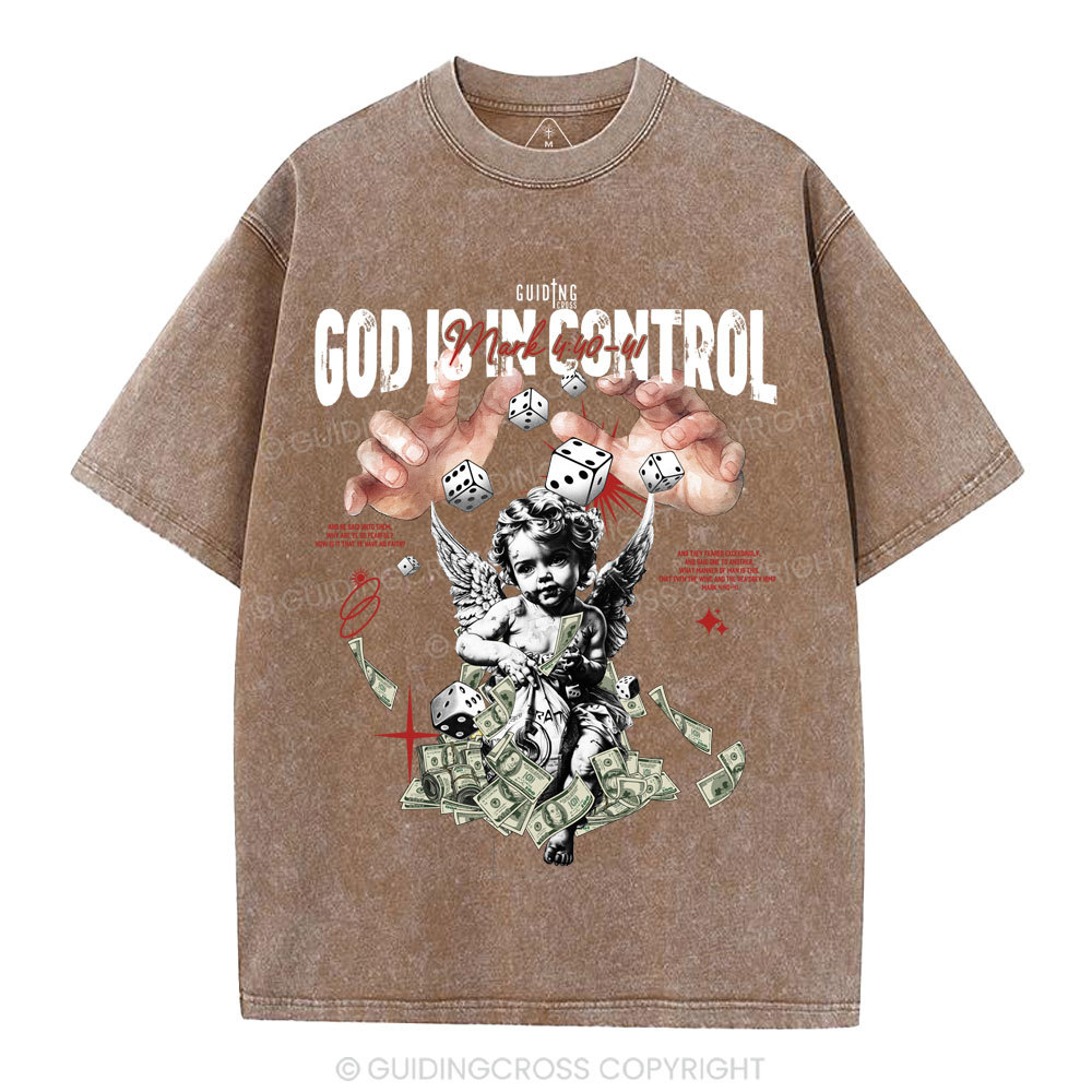 God Is In Control Christian Washed T-Shirt