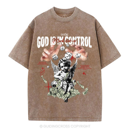 God Is In Control Christian Washed T-Shirt