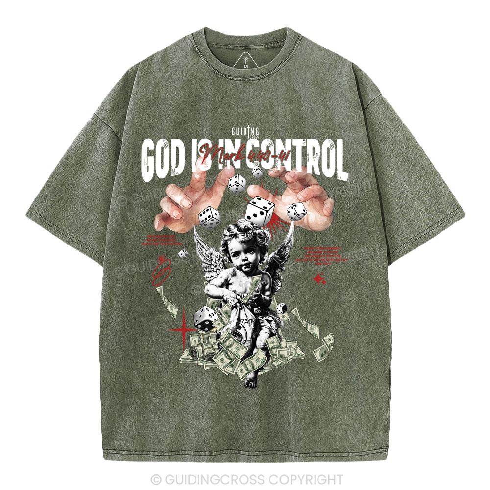 God Is In Control Christian Washed T-Shirt
