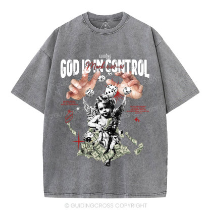 God Is In Control Christian Washed T-Shirt