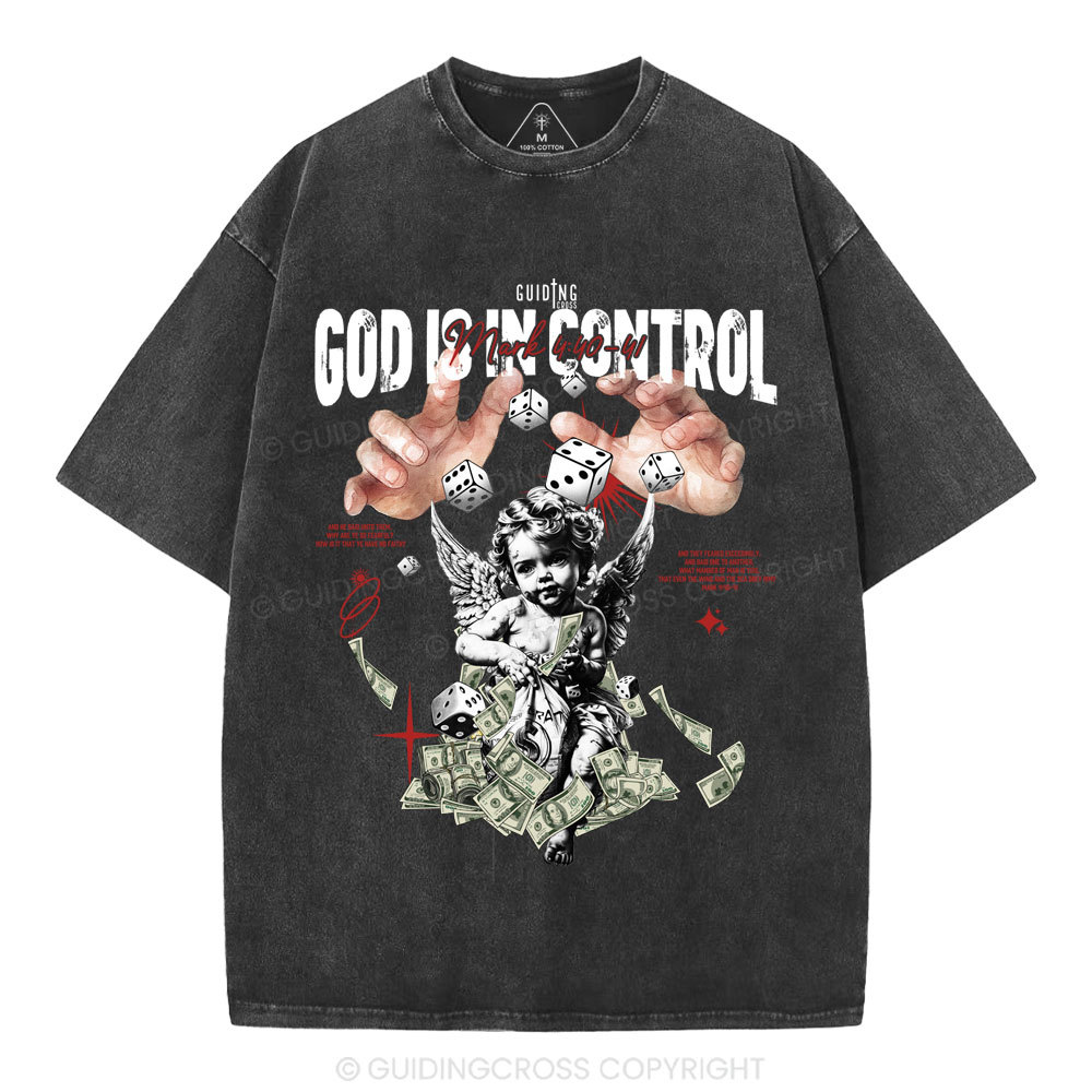God Is In Control Christian Washed T-Shirt