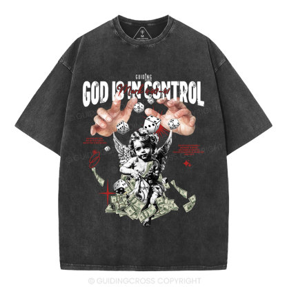God Is In Control Christian Washed T-Shirt