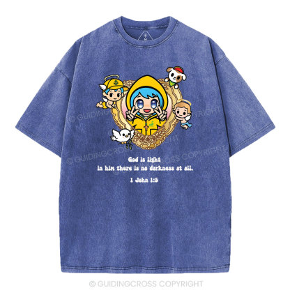 God Is Light  Christian Washed T-Shirt