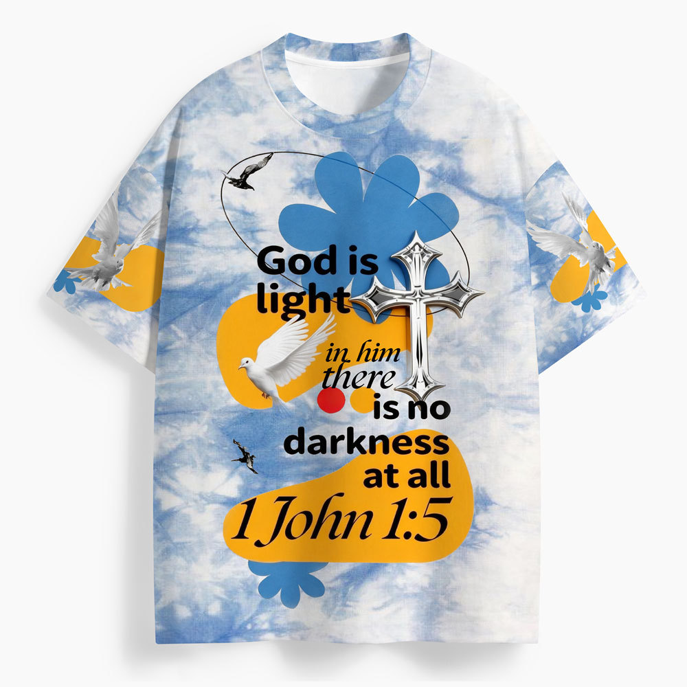 God Is Light Oversized All-Over Print Christian T-Shirt