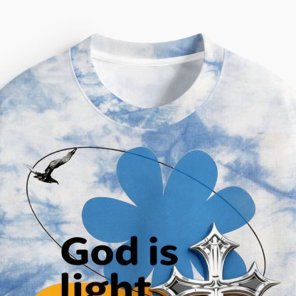 God Is Light Oversized All-Over Print Christian T-Shirt
