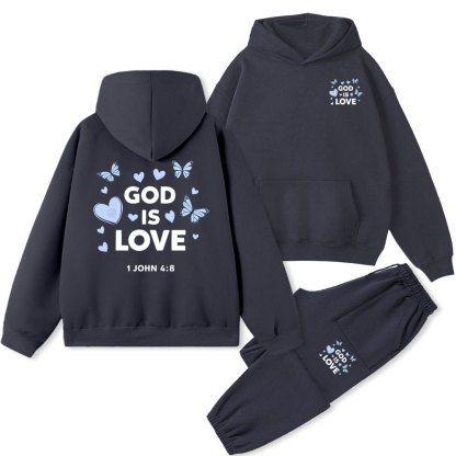 God Is Love Christian Fleece Hoodie Set