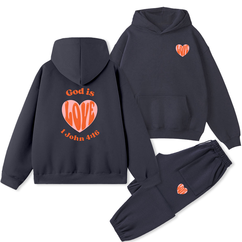 God Is Love Christian Fleece Hoodie Set