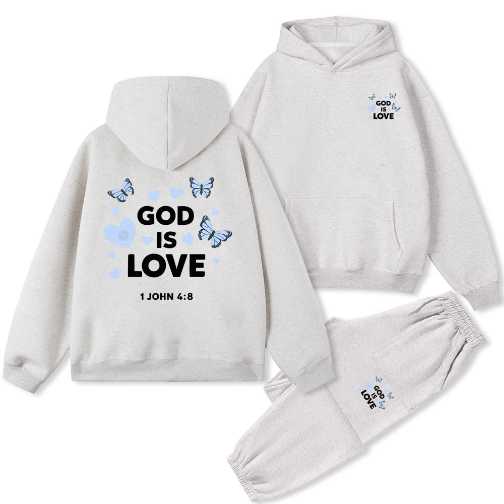 God Is Love Christian Fleece Hoodie Set