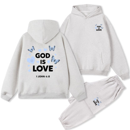 God Is Love Christian Fleece Hoodie Set
