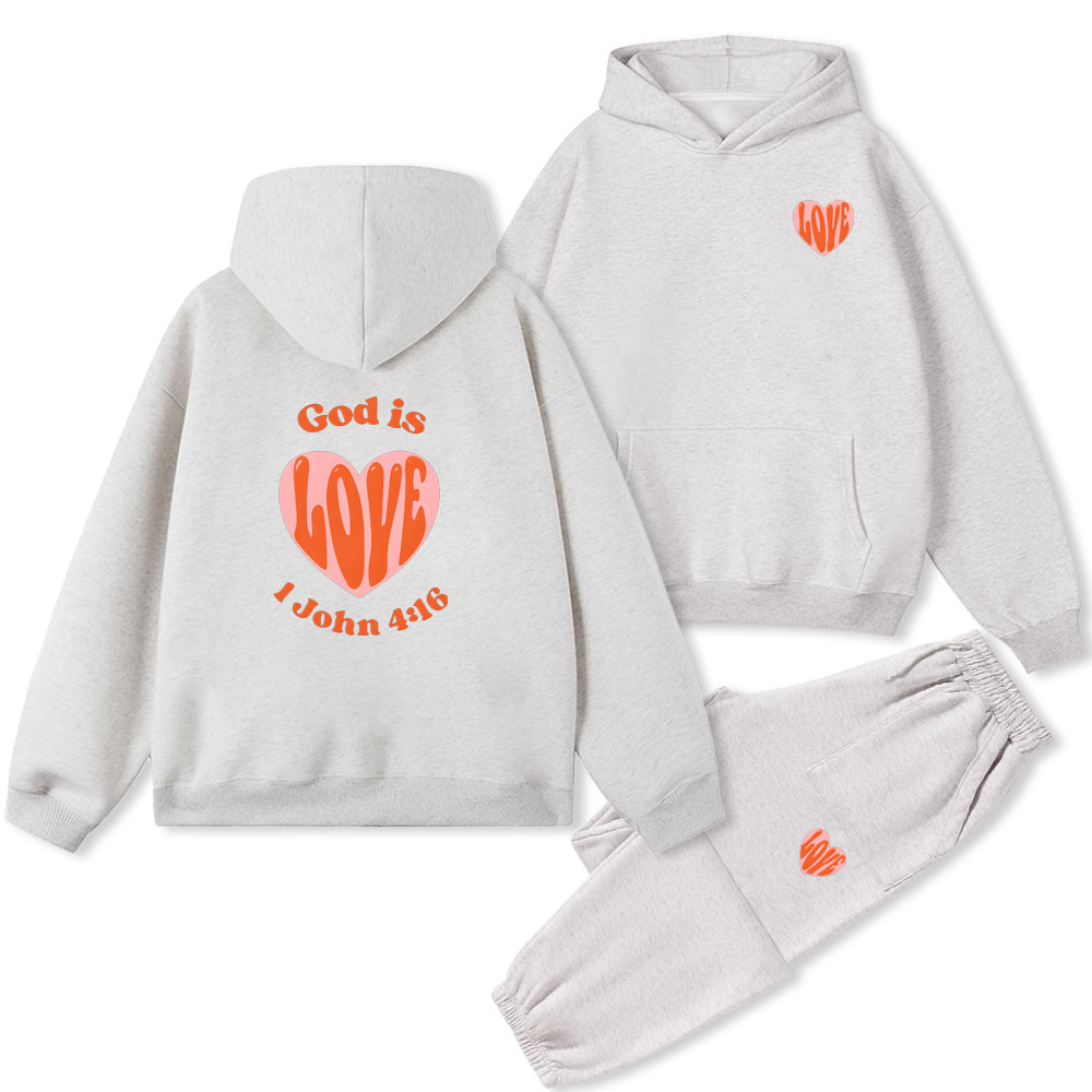 God Is Love Christian Fleece Hoodie Set