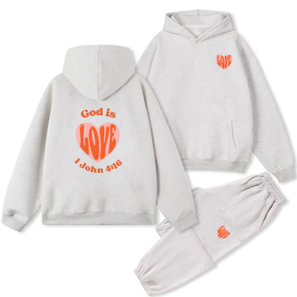 God Is Love Christian Fleece Hoodie Set