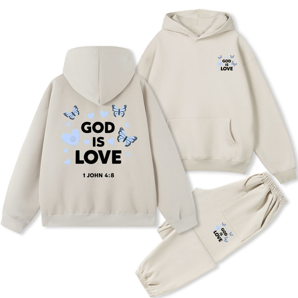 God Is Love Christian Fleece Hoodie Set