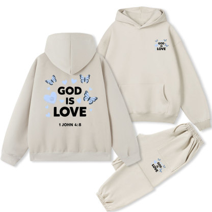 God Is Love Christian Fleece Hoodie Set