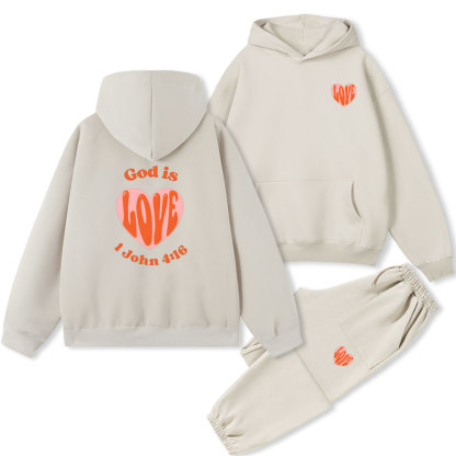 God Is Love Christian Fleece Hoodie Set