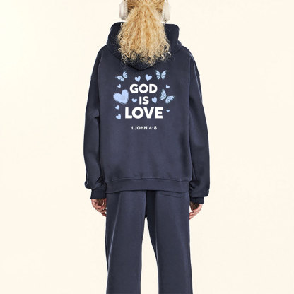 God Is Love Christian Fleece Hoodie Set