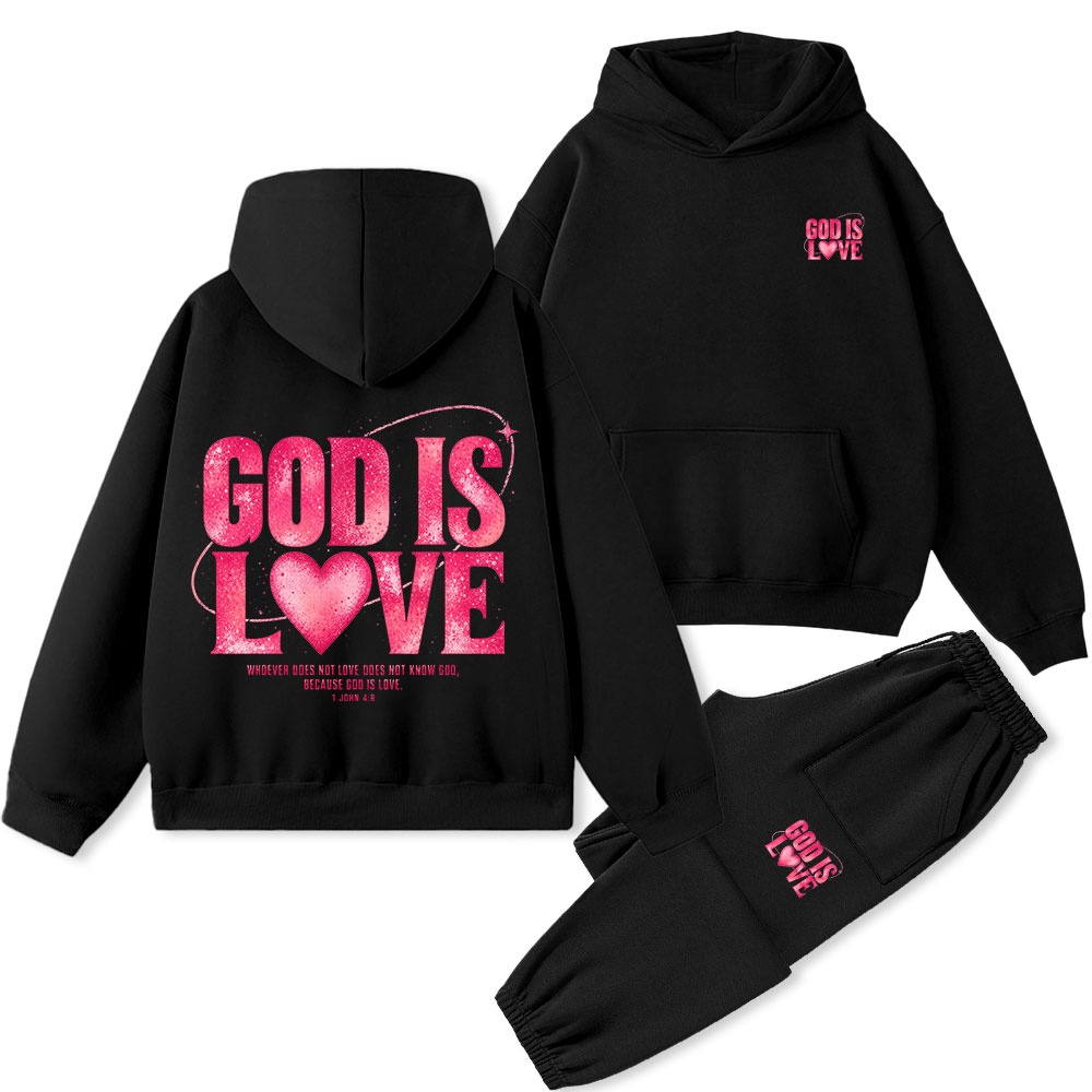 God Is Love Christian Premium Fleece Hoodie Set
